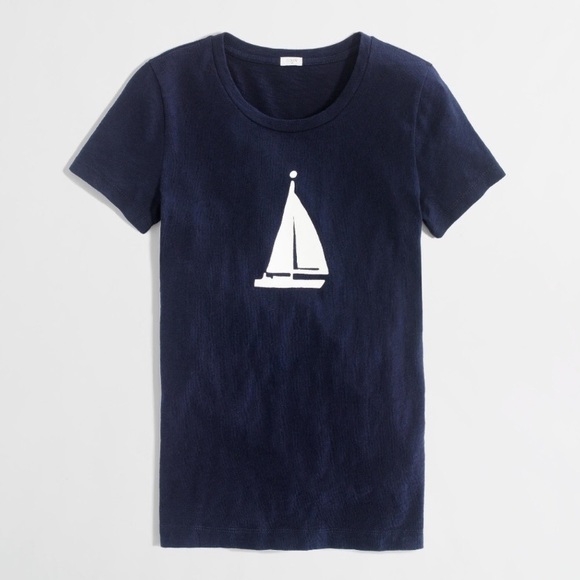 J. Crew Tops - J. Crew Blue Sailboat Cotton T-Shirt